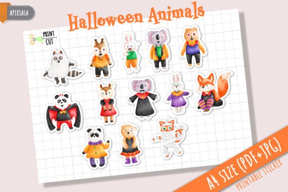 Download Cute Halloween Animal Printable Sticker - Premium Resources