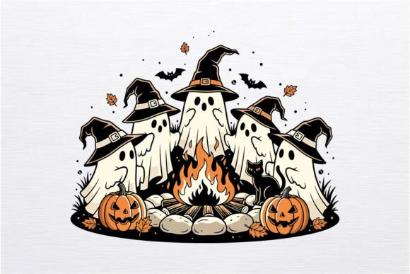 Download Witch Ghost Friends Halloween SVG Design - Halloween svg design Collection