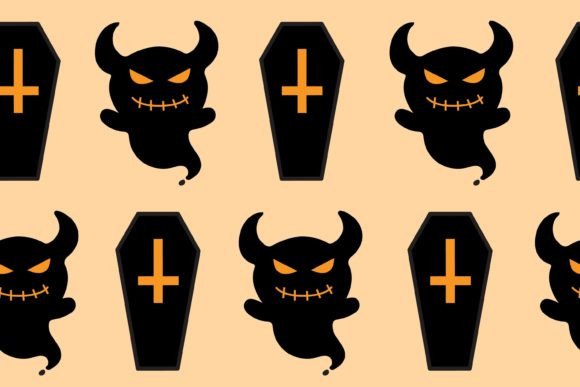 Download Halloween Orange Black Seamless Pattern - Orange Collection